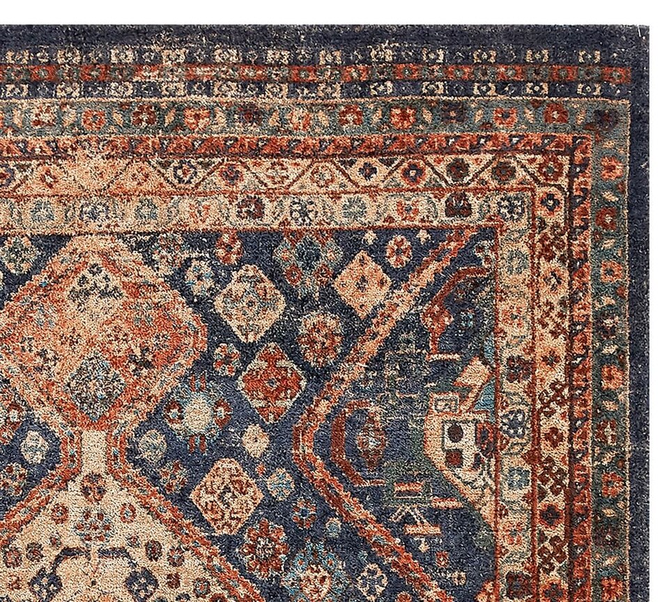 Mahalia Printed Rug Blue Multi Pottery Barn Australia